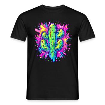 Colorful Cactus Art - Men's T-Shirt - black - Front - AI Model Male 178 light (178cm)