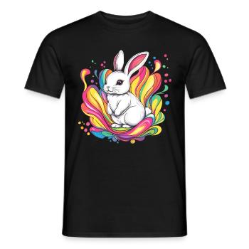 White rabbit with colors - Men's T-Shirt - black - Front - AI Model Male 178 light (178cm)