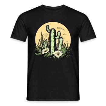 Kaktus mit Blütenmond - Männer T-Shirt - Schwarz - Vorne - AI Model Male 178 light (178cm)