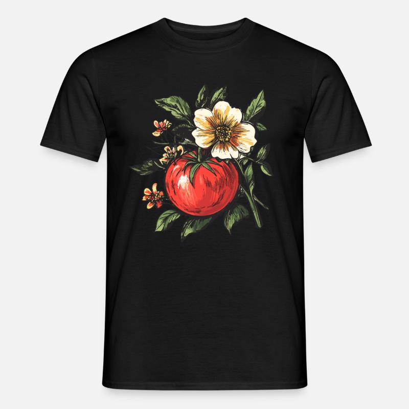 Tomate mit Blumenpracht - Männer T-Shirt - Schwarz