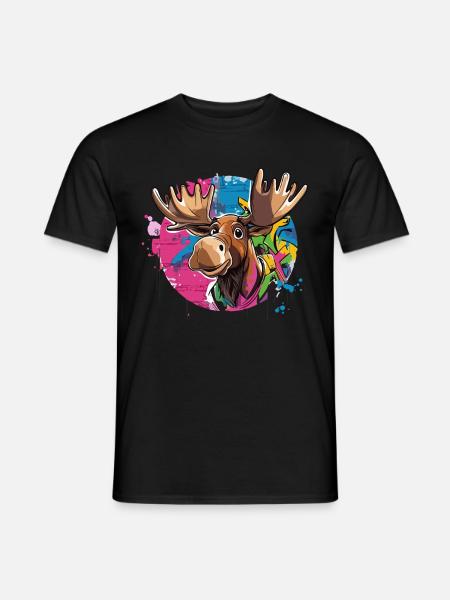 Moose with graffiti charm - Men's T-Shirt - black
