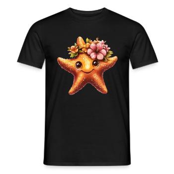 Seestern mit Blumenkranz - Männer T-Shirt - Schwarz - Vorne - AI Model Male 178 light (178cm)