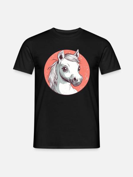 Weißes Pony mit Blick - Männer T-Shirt - Schwarz