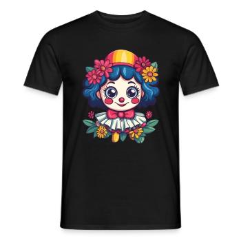 Fille clown avec des fleurs - T-shirt homme - noir - Devant - AI Model Male 178 light (178cm)