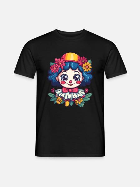 Clownmädchen mit Blumen - Männer T-Shirt - Schwarz