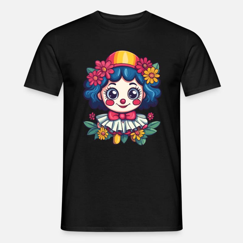 Clownmädchen mit Blumen - Männer T-Shirt - Schwarz