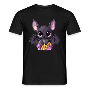 Chauve-souris avec des fleurs - T-shirt homme - noir - Devant - AI Model Male 178 light (178cm)