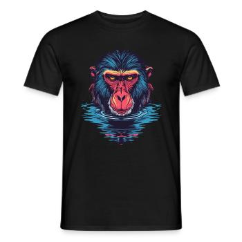 Singe mandrill dans l’eau - T-shirt homme - noir - Devant - AI Model Male 178 light (178cm)