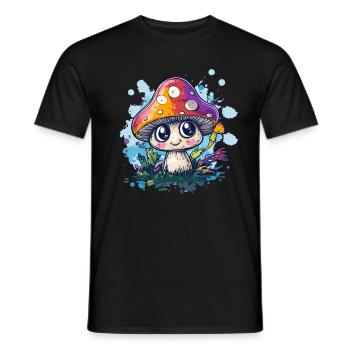 Champignon magique dans la forêt enchantée - T-shirt homme - noir - Devant - AI Model Male 178 light (178cm)