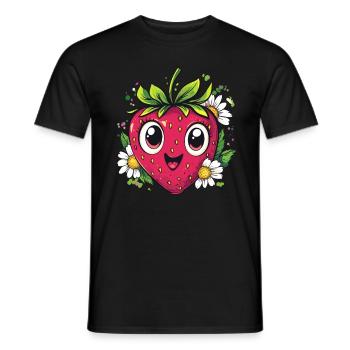 Fraise aux marguerites - T-shirt homme - noir - Devant - AI Model Male 178 light (178cm)