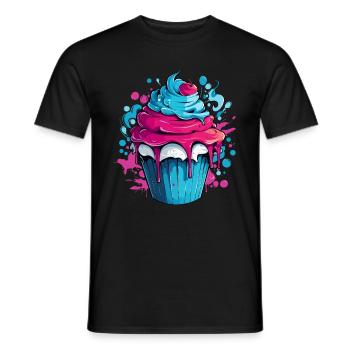 Cupcake with color explosion - Men's T-Shirt - black - Front - AI Model Male 178 light (178cm)