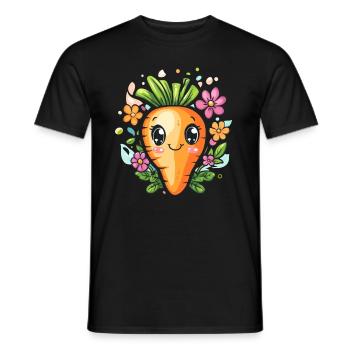 Carrot with floral smile - Men's T-Shirt - black - Front - AI Model Male 178 light (178cm)