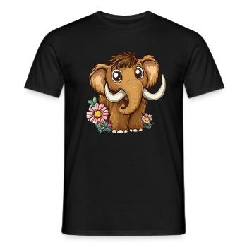 Mammouth fleur avec des yeux en bouton - T-shirt homme - noir - Devant - AI Model Male 178 light (178cm)