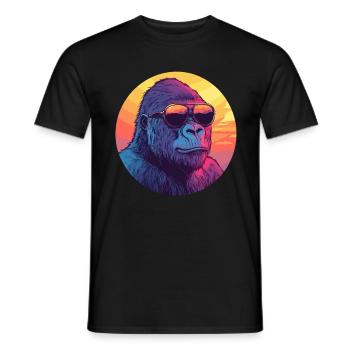 Gorilla im Sonnenuntergang - Männer T-Shirt - Schwarz - Vorne - AI Model Male 178 light (178cm)