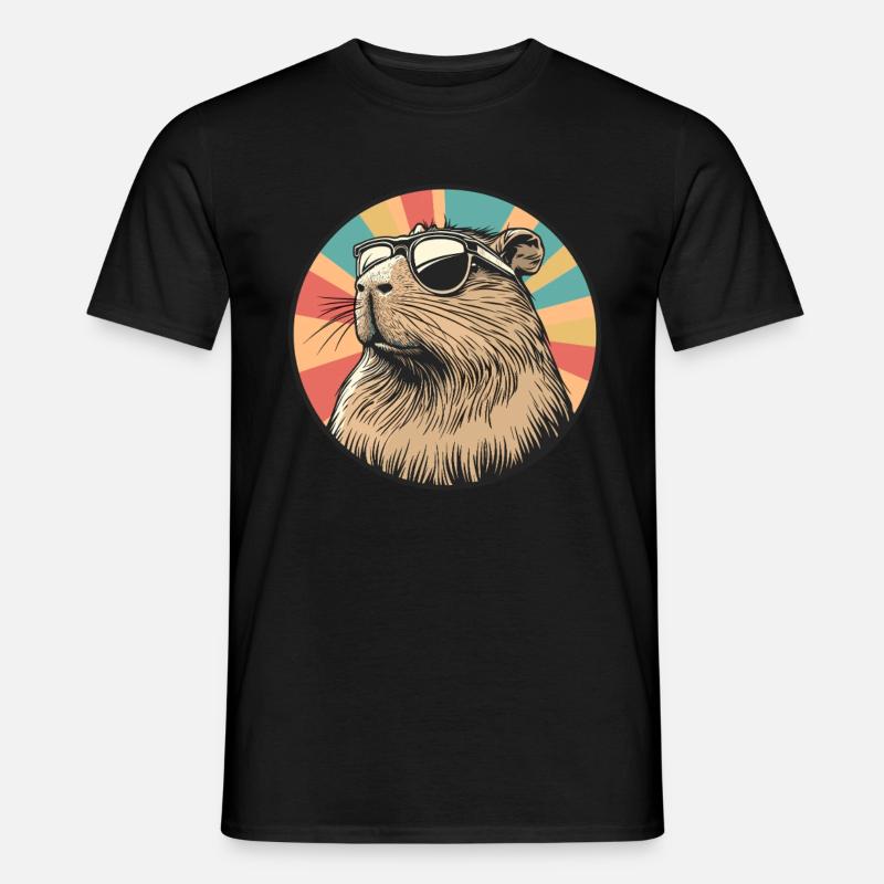 Retro Capybara Coolness - Männer T-Shirt - Schwarz