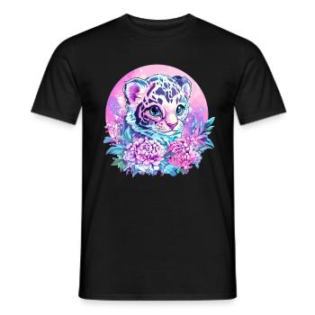 Tigerbaby mit Blütenkranz - Männer T-Shirt - Schwarz - Vorne - AI Model Male 178 light (178cm)