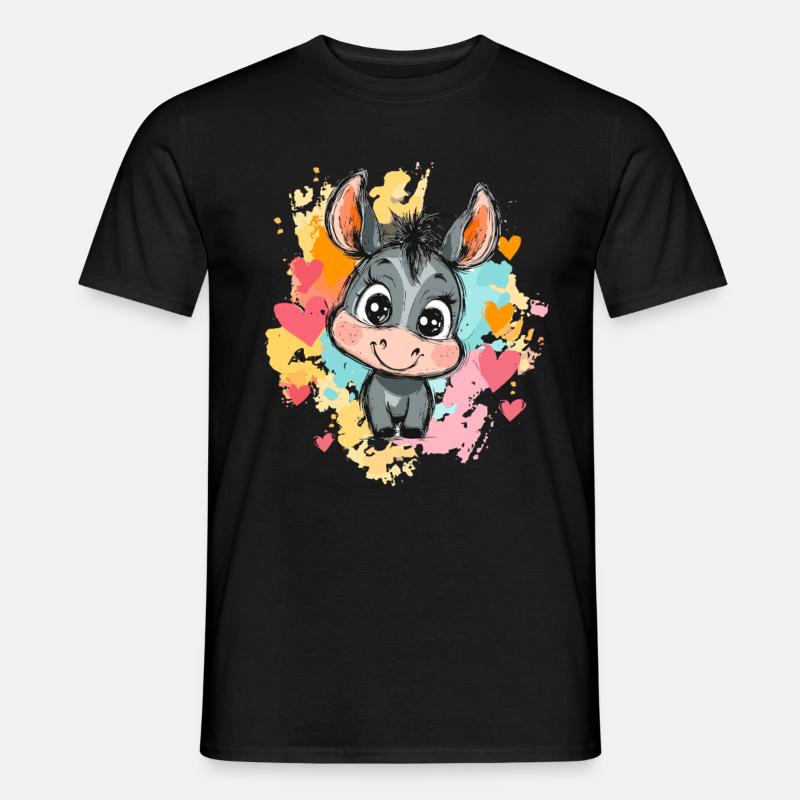 Lustiger Esel mit Herzen - Männer T-Shirt - Schwarz