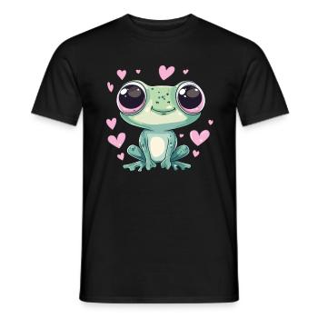 Frog with heart eyes - Men's T-Shirt - black - Front - AI Model Male 178 light (178cm)