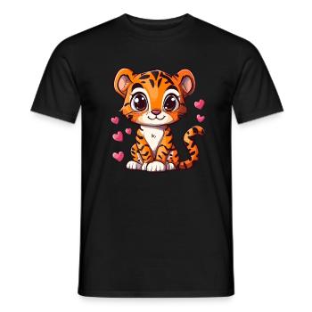 Cute Tiger with Heart - Men's T-Shirt - black - Front - AI Model Male 178 light (178cm)