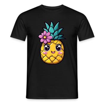 Ananas mit Blume - Männer T-Shirt - Schwarz - Vorne - AI Model Male 178 light (178cm)