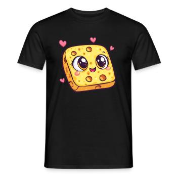 Fromage joyeux avec des cœurs - T-shirt homme - noir - Devant - AI Model Male 178 light (178cm)