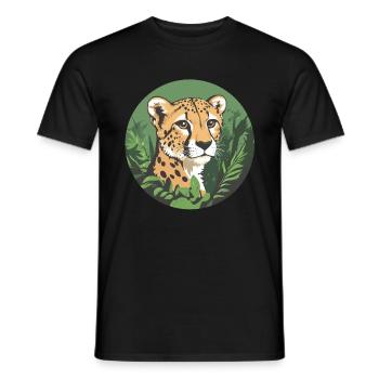Gepard im Dschungel - Männer T-Shirt - Schwarz - Vorne - AI Model Male 178 light (178cm)