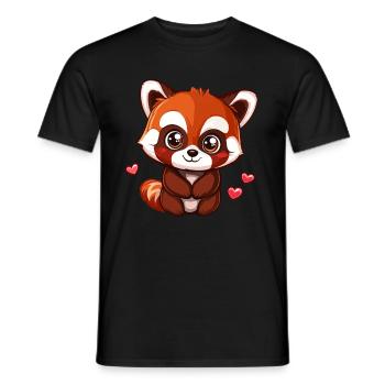 Cute Red Panda with Hearts - Men's T-Shirt - black - Front - AI Model Male 178 light (178cm)