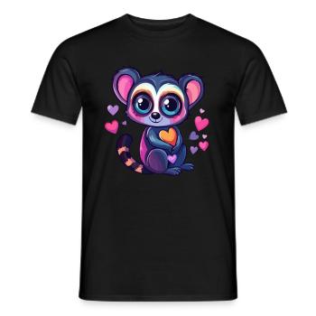 Lémurien avec des cœurs - T-shirt homme - noir - Devant - AI Model Male 178 light (178cm)