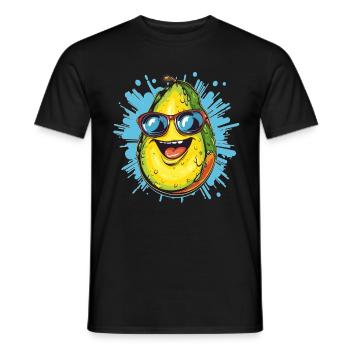 Funny avocado with glasses - Men's T-Shirt - black - Front - AI Model Male 178 light (178cm)