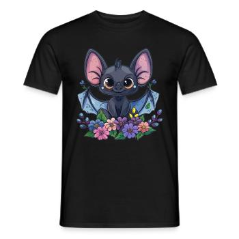 Playful Flower Bat - Men's T-Shirt - black - Front - AI Model Male 178 light (178cm)