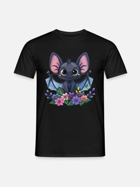 Playful Flower Bat - Men's T-Shirt - black
