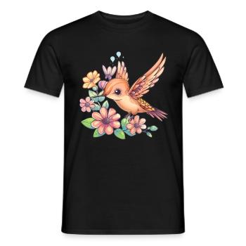 Hummingbird between flowers - Men's T-Shirt - black - Front - AI Model Male 178 light (178cm)