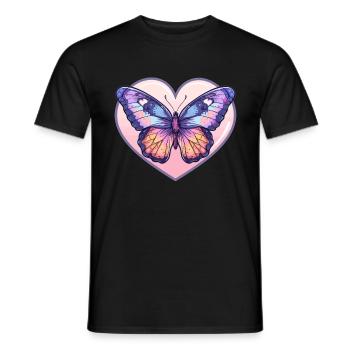 Pastell Schmetterling im Herz - Männer T-Shirt - Schwarz - Vorne - AI Model Male 178 light (178cm)