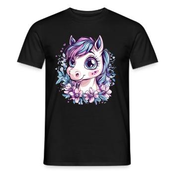 Frange avec des fleurs - T-shirt homme - noir - Devant - AI Model Male 178 light (178cm)