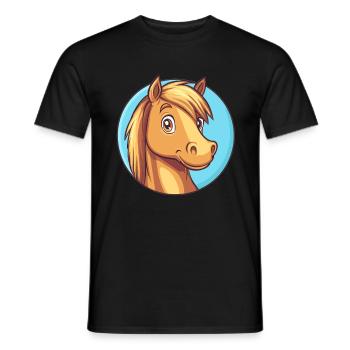 Fröhliches Pferd mit Lächeln - Männer T-Shirt - Schwarz - Vorne - AI Model Male 178 light (178cm)