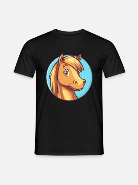 Fröhliches Pferd mit Lächeln - Männer T-Shirt - Schwarz