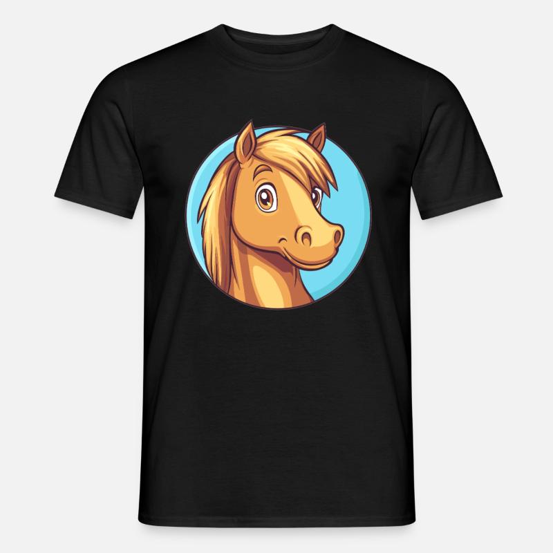 Fröhliches Pferd mit Lächeln - Männer T-Shirt - Schwarz