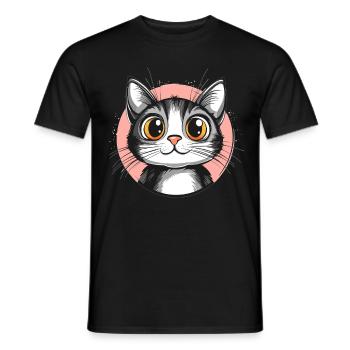 Süße Katze mit Riesenaugen - Männer T-Shirt - Schwarz - Vorne - AI Model Male 178 light (178cm)
