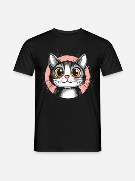 Cute cat with huge eyes - Men's T-Shirt - black