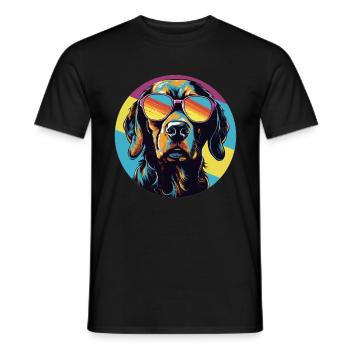 Chien cool avec des lunettes de soleil - T-shirt homme - noir - Devant - AI Model Male 178 light (178cm)