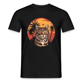 cat with a view - Men's T-Shirt - black - Front - AI Model Male 178 light (178cm)