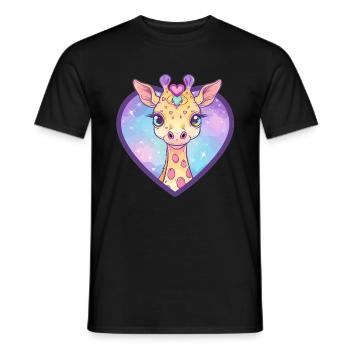 Heart giraffe with glittering eyes - Men's T-Shirt - black - Front - AI Model Male 178 light (178cm)