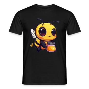 Abeille mellifère avec verre - T-shirt homme - noir - Devant - AI Model Male 178 light (178cm)
