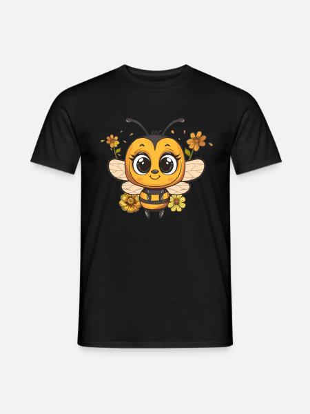 Flower bee with charm - Men's T-Shirt - black
