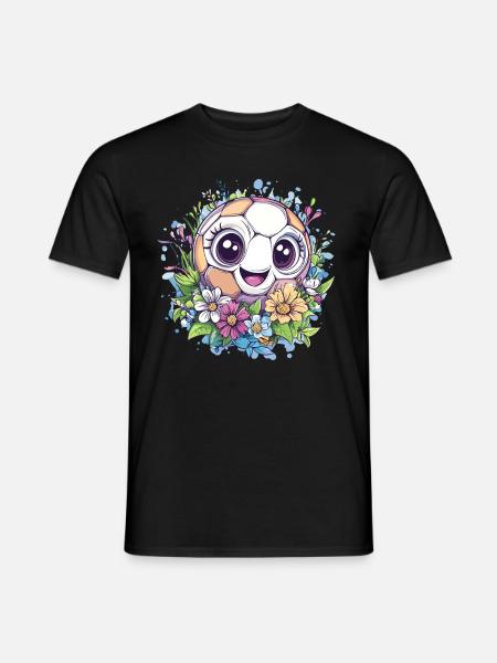 Fußball mit Blumen - Männer T-Shirt - Schwarz