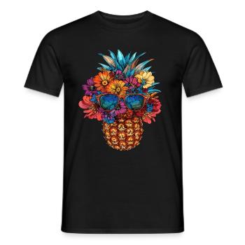 Ananas mit Blumenschmuck - Männer T-Shirt - Schwarz - Vorne - AI Model Male 178 light (178cm)