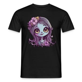 Blumenkind mit Glanzblick - Männer T-Shirt - Schwarz - Vorne - AI Model Male 178 light (178cm)