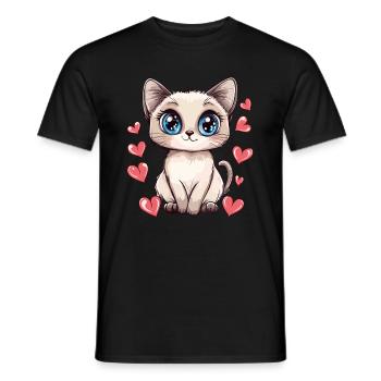Chat avec un look de cœur - T-shirt homme - noir - Devant - AI Model Male 178 light (178cm)
