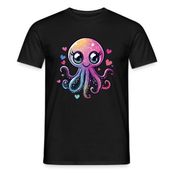 Pieuvre scintillante avec des coeurs - T-shirt homme - noir - Devant - AI Model Male 178 light (178cm)