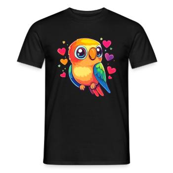 Colorful parrot with hearts - Men's T-Shirt - black - Front - AI Model Male 178 light (178cm)
